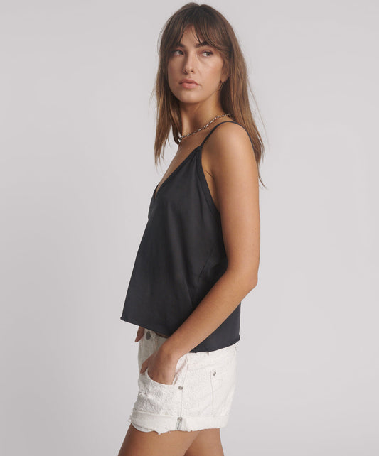 Deep V Front Singlet - Black