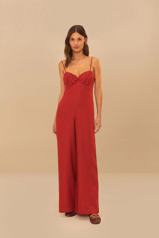 Red Petals Cup Maxi Jumpsuit