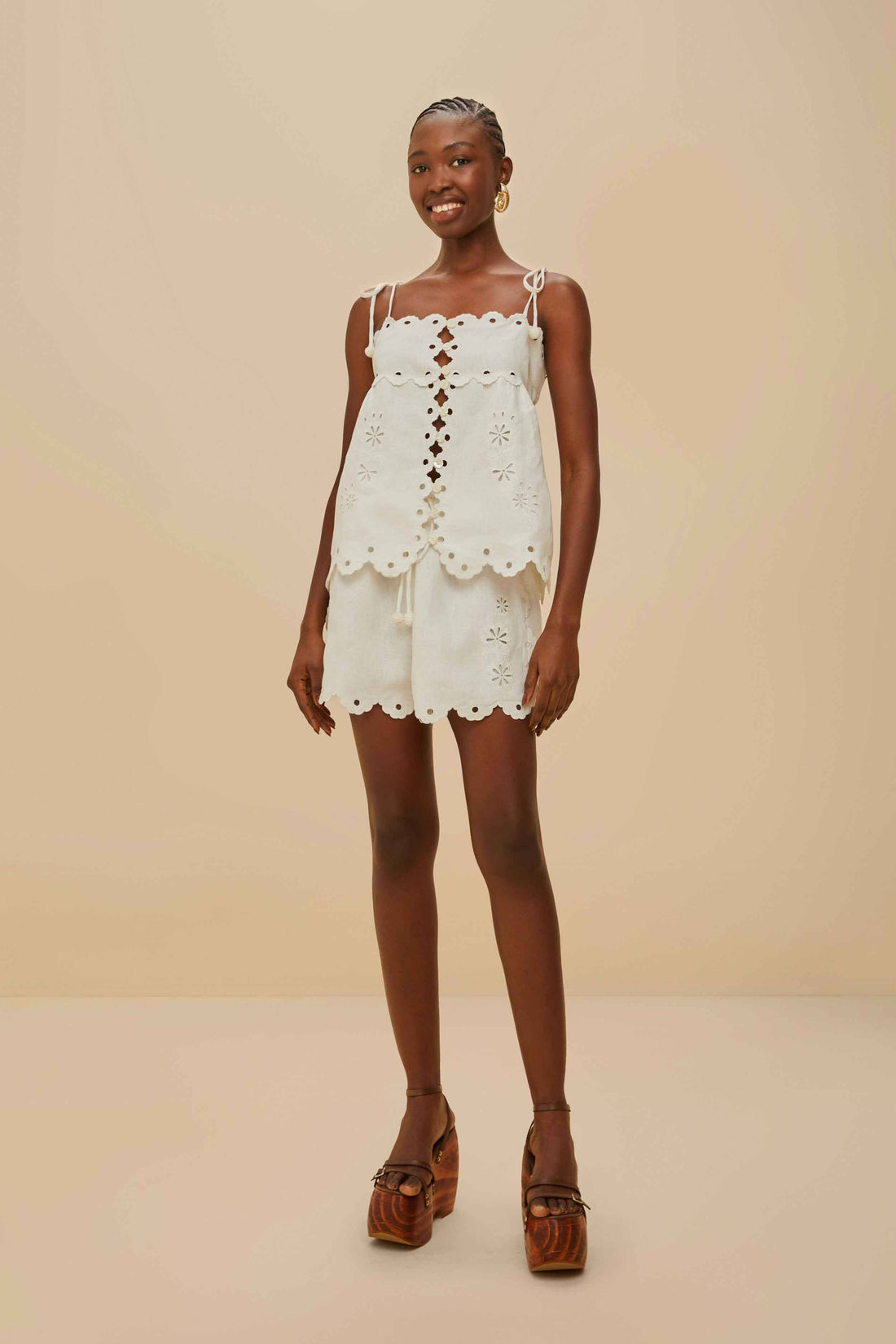 Off-White Flowers Richelieu Sleeveless Top