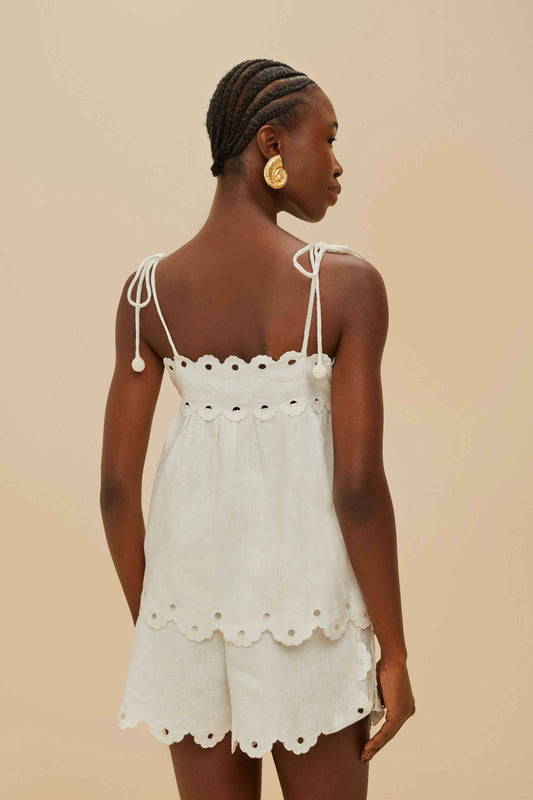 Off-White Flowers Richelieu Sleeveless Top