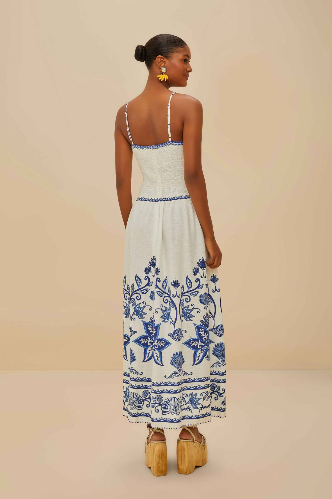 Shell Garden Sleeveless Midi Dress - Off White