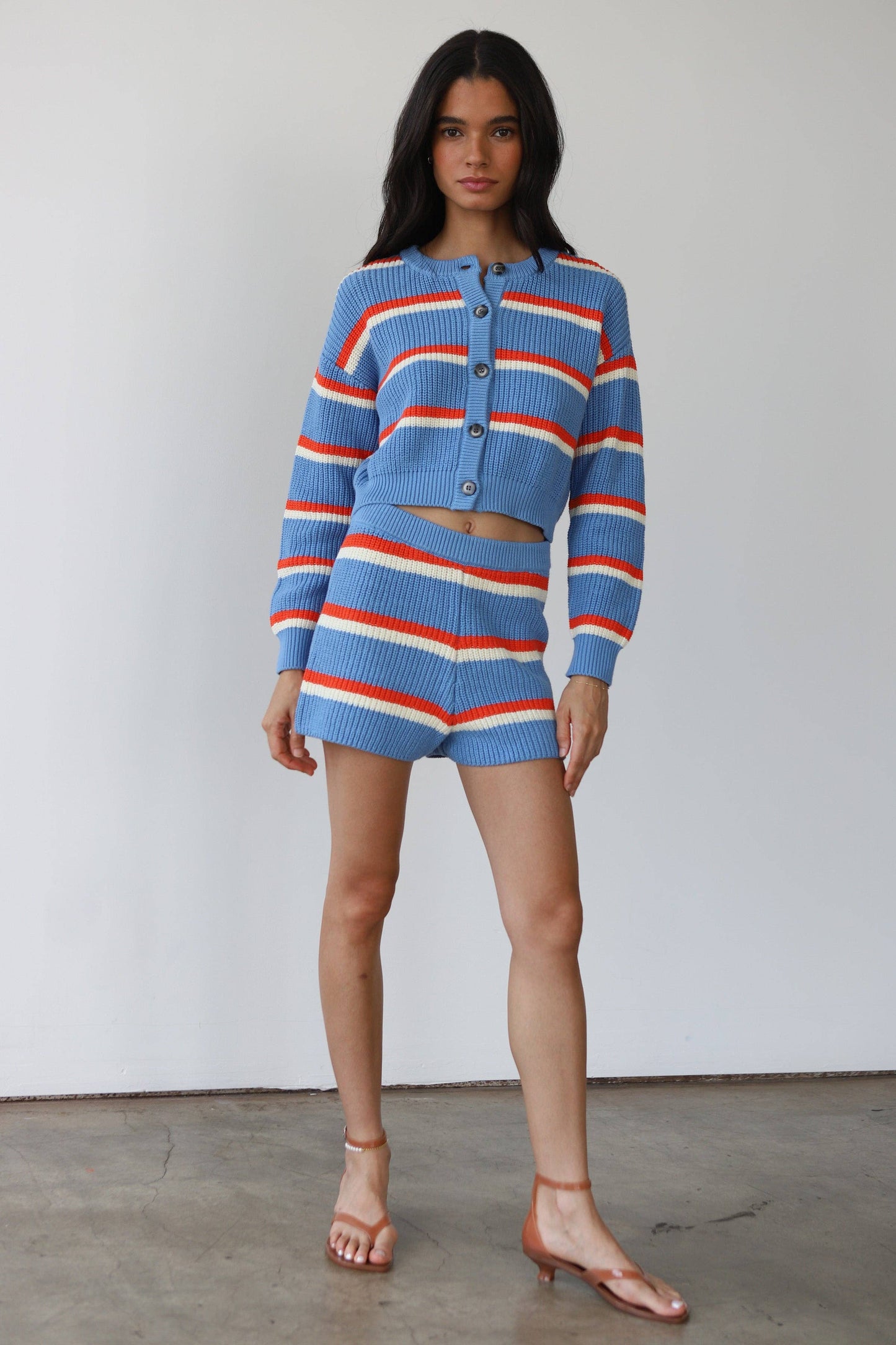 Fiona Cardigan - Capri Blue Stripe