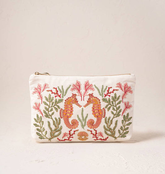 Coral Seahorse Everyday Pouch