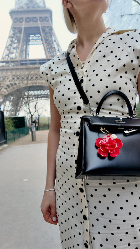 Origami Gardenia Flower Bag Charm + Keychain