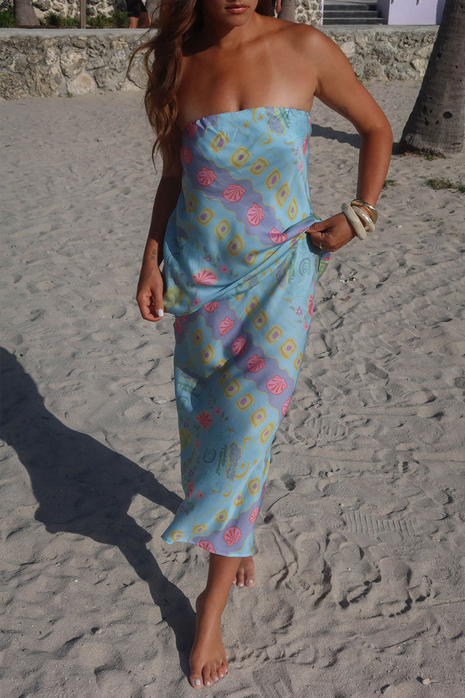 Aquarius Strapless Top - Sky Blue