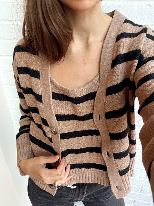 Piper Cardigan Set - Cafe Stripe