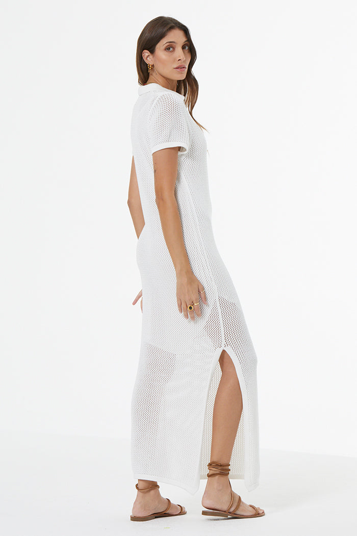 Faye Crochet Dress - Bone
