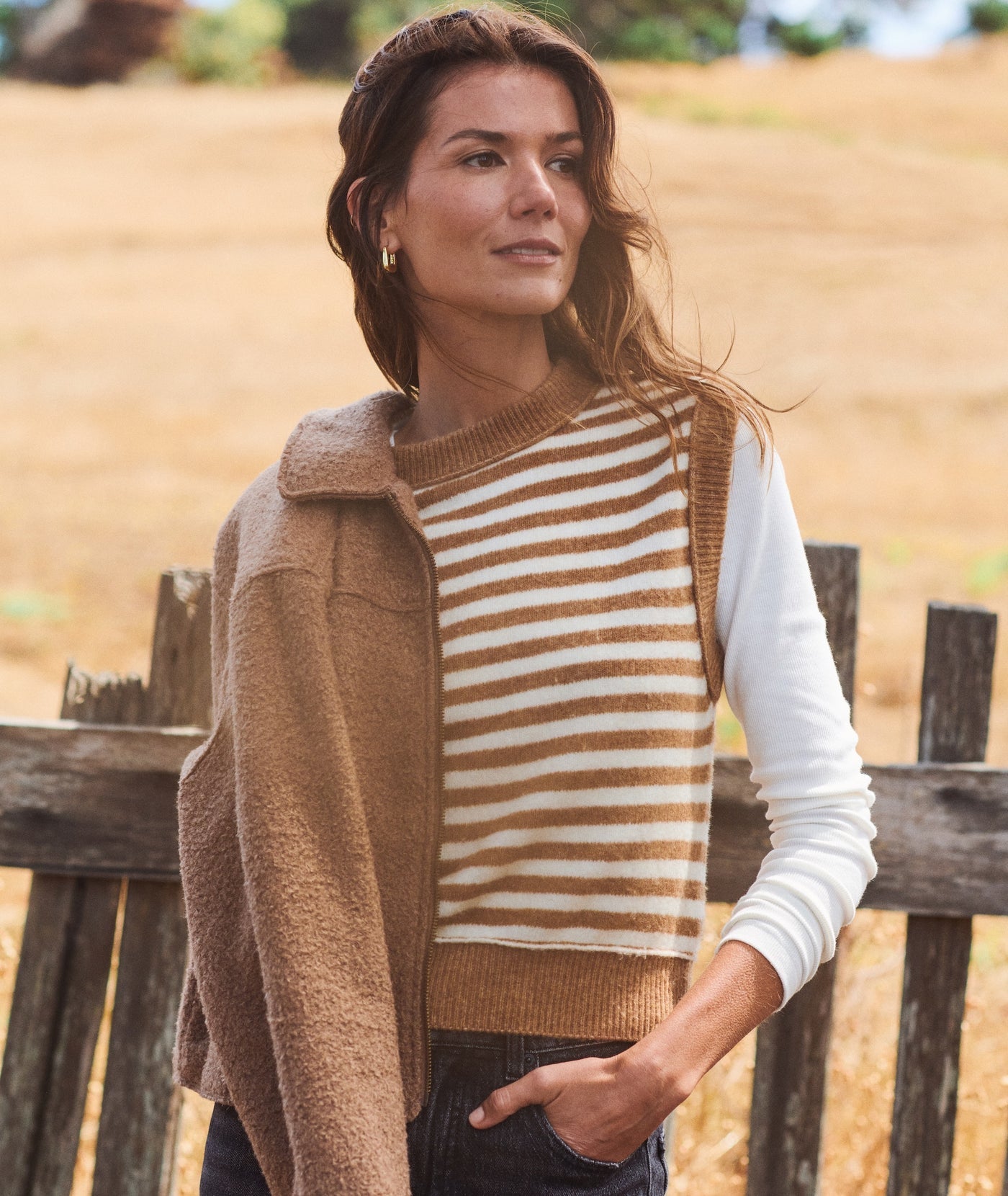 Sausalito Sweater Vest - Nutmeg Stripe