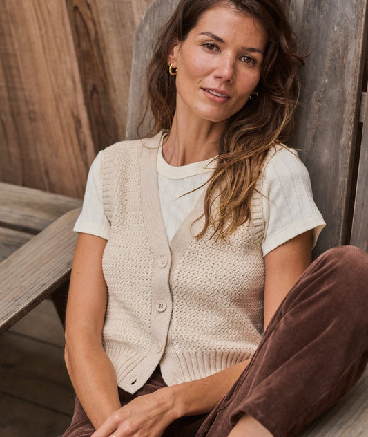 Robin Textured Sweater Vest - Seashell