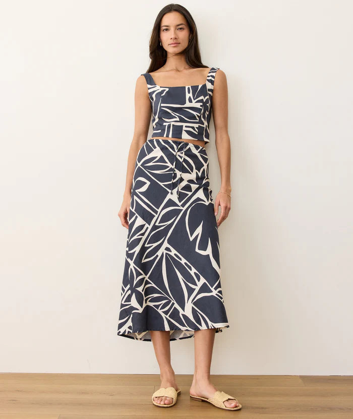 Avery Hemp Midi Skirt-Midnight Mosaic