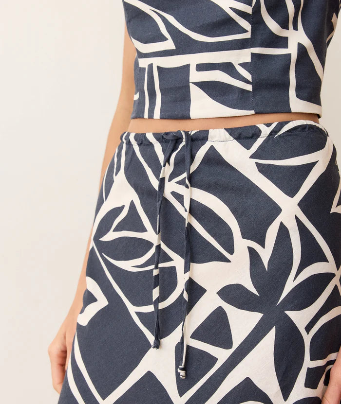 Avery Hemp Midi Skirt-Midnight Mosaic