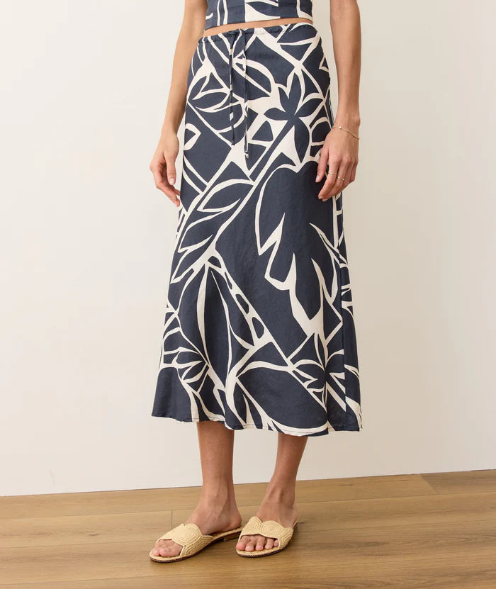 Avery Hemp Midi Skirt-Midnight Mosaic