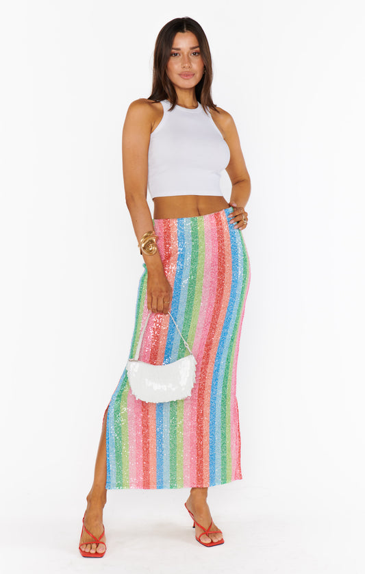 Sunlight Midi Skirt - Bright Stripe Sequins