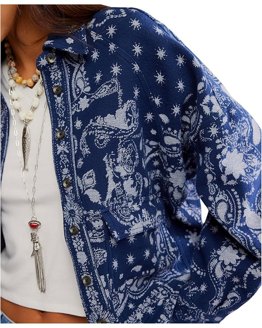 Bandana Jacquard Shirt - Indigo Combo
