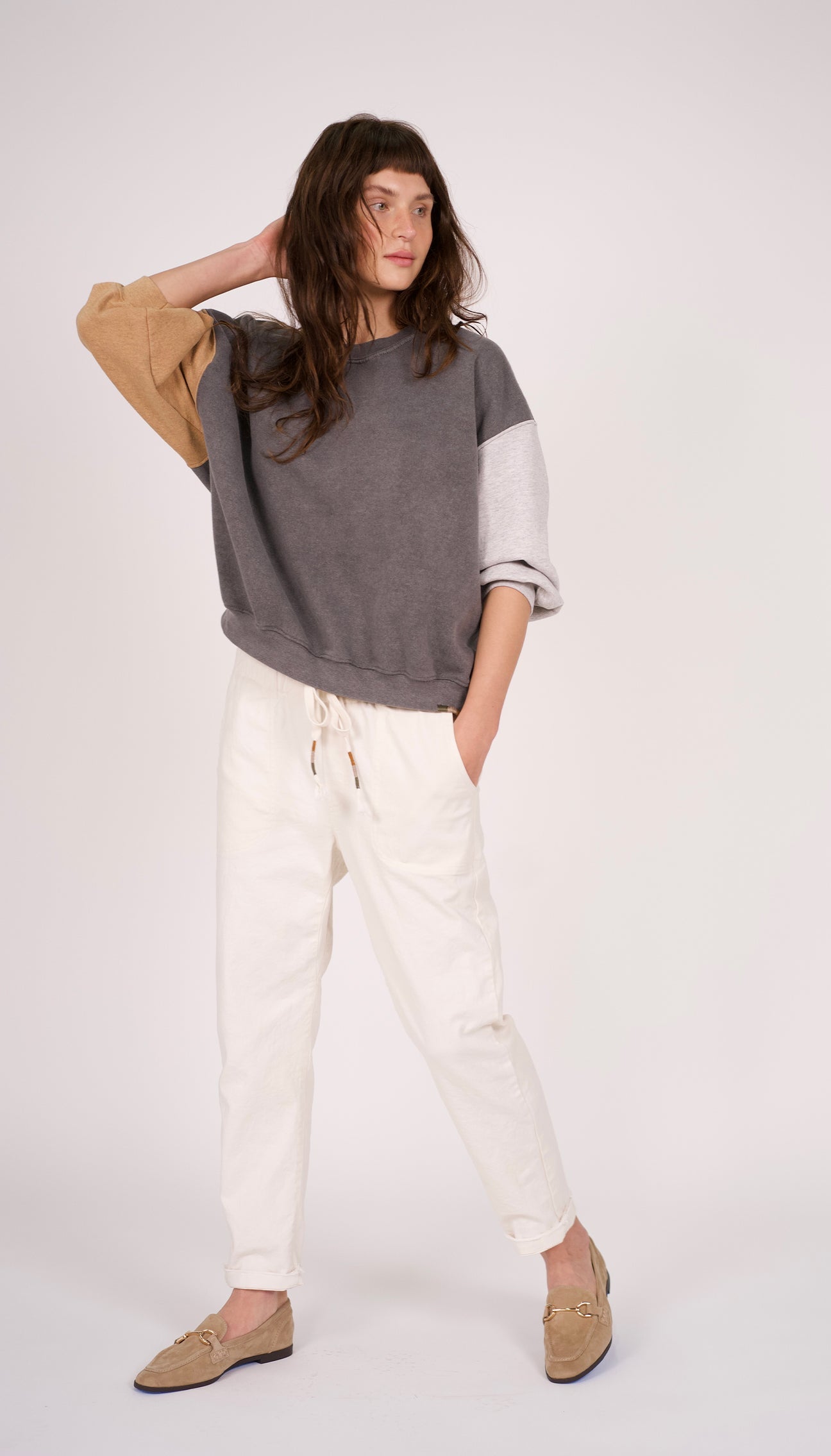 Slouchy Boyfriend Pant - Cream