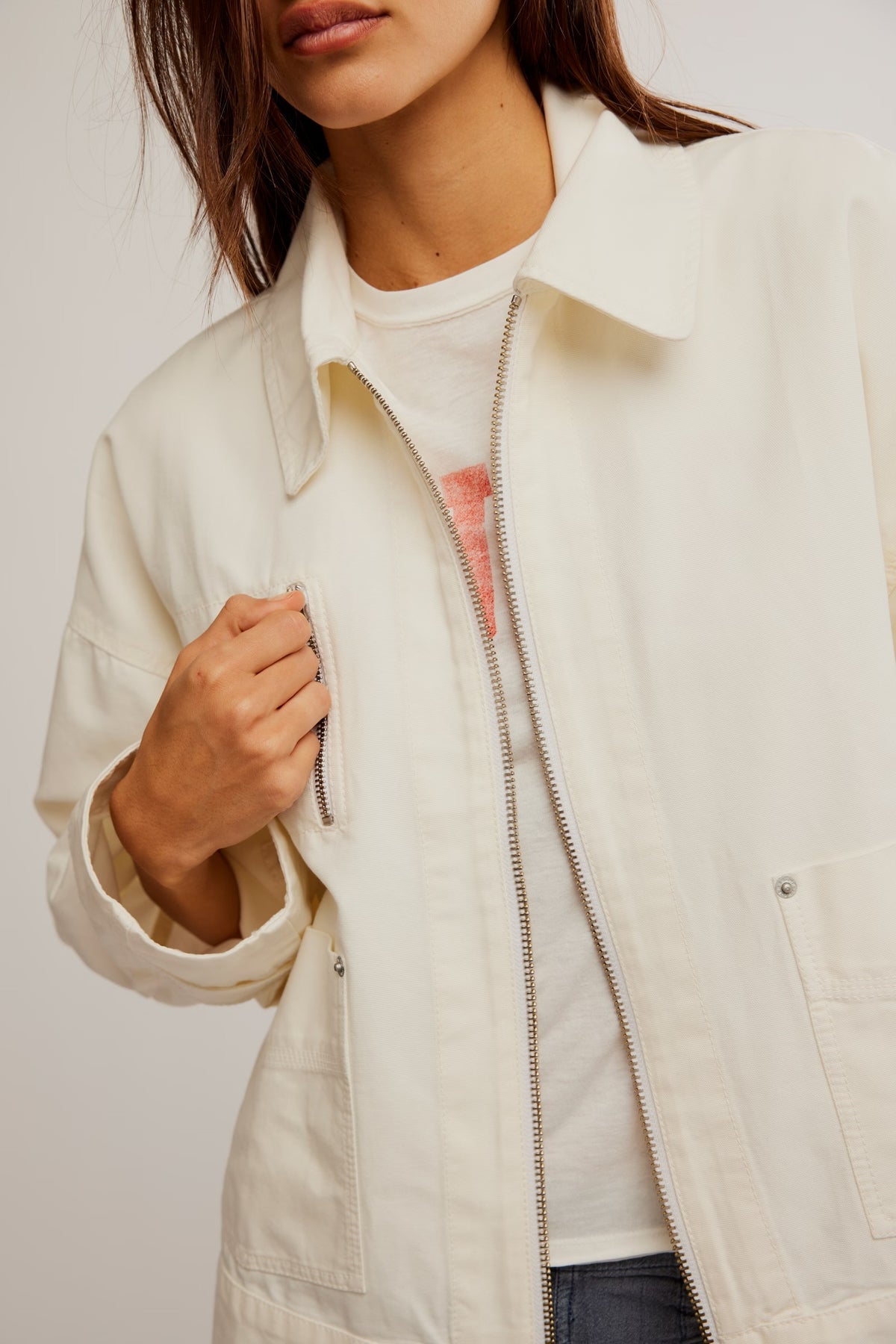 Sally Canvas Jacket Solid - Antique Ivory