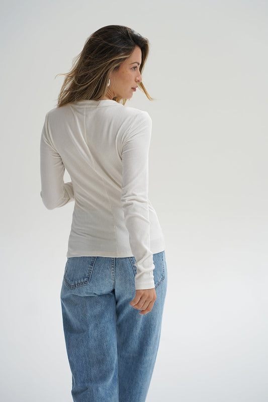 Felice Ribbed Cardigan - Off White