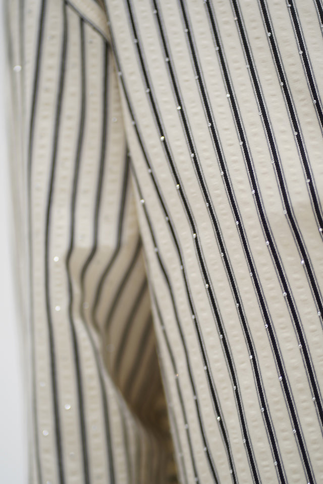 Valyria Blouse - Rhinestone Pinstripe