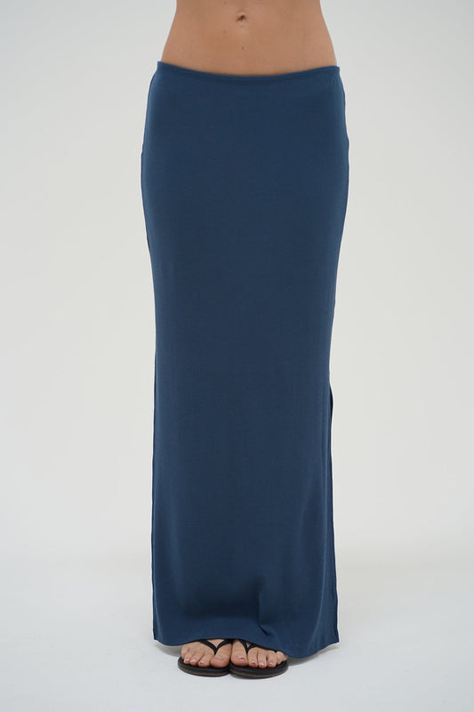 Steph Ribbed Skirt - Dark Denim