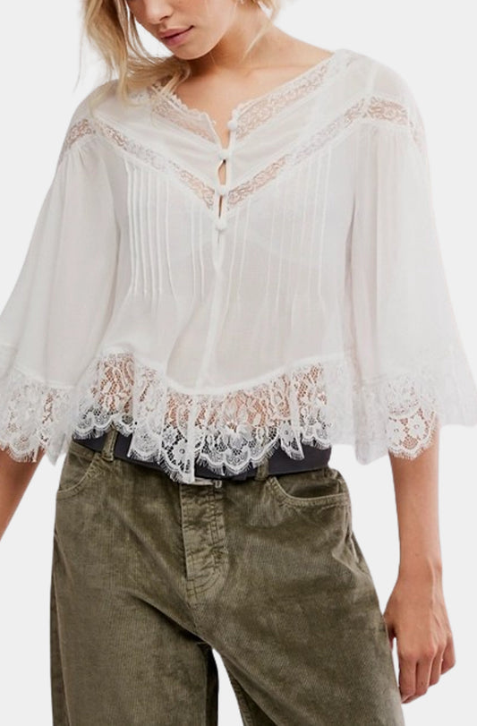 Bali Midnight Rain Top - Clean Ivory