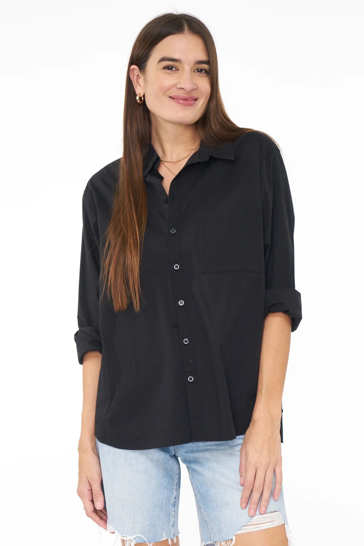 Sloane Oversized Button Down Shirt - Noir