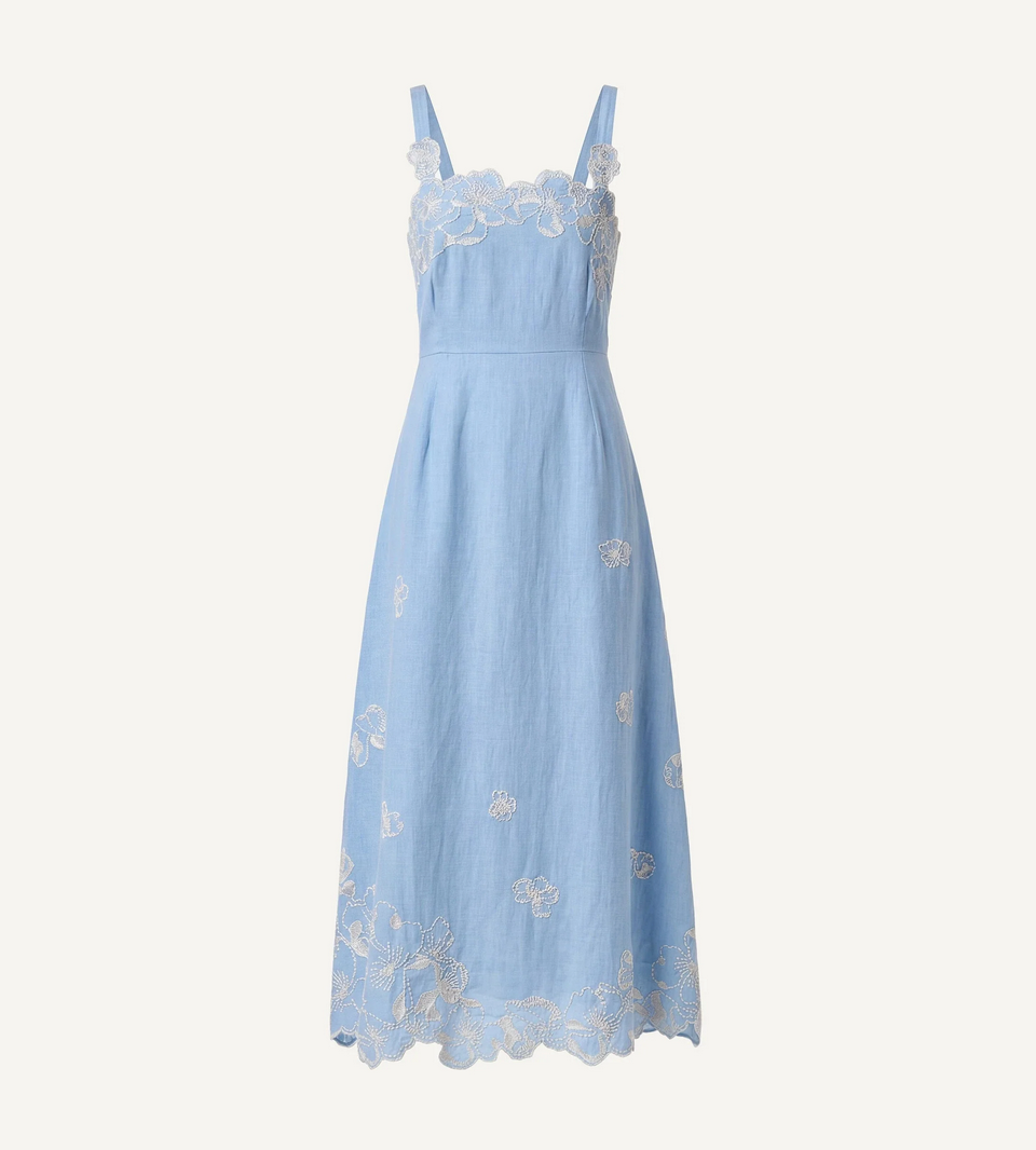 Light blue dress with floral lace details