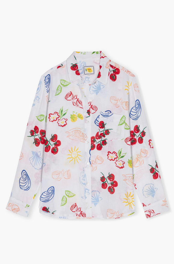 Floral and fruit patterned shirt