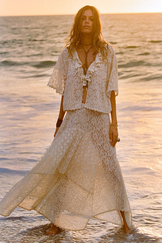 Lux Lisbon Lace Handkerchief Skirt - Vintage Cream