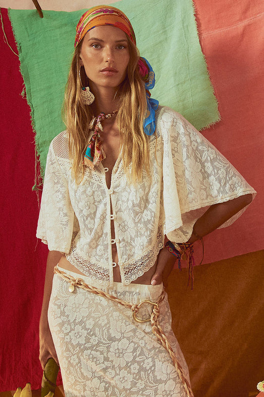 Free Love Lace Crop - Vintage Cream