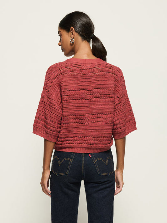 Tabby Crochet Cardi - Marsala