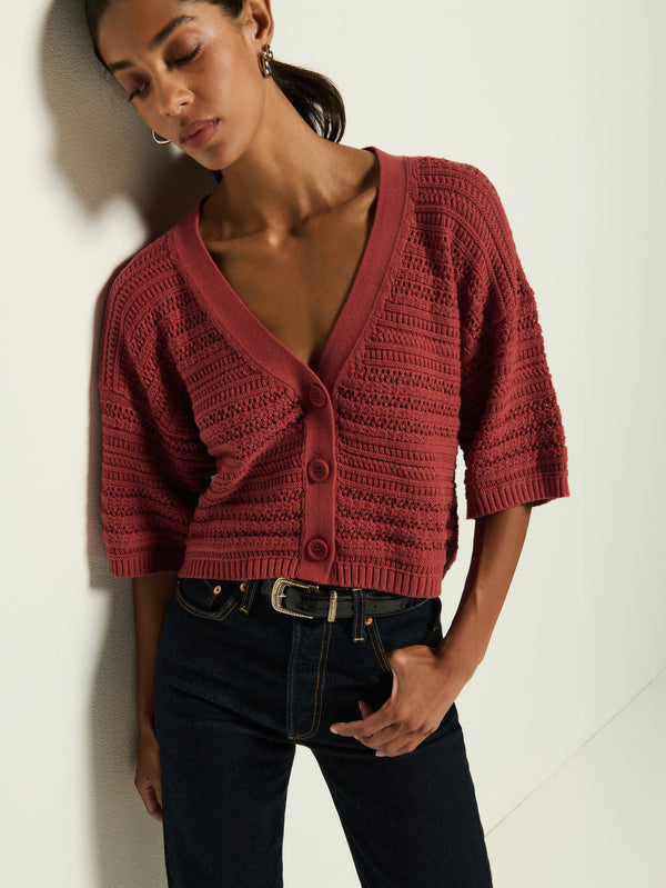 Tabby Crochet Cardi - Marsala