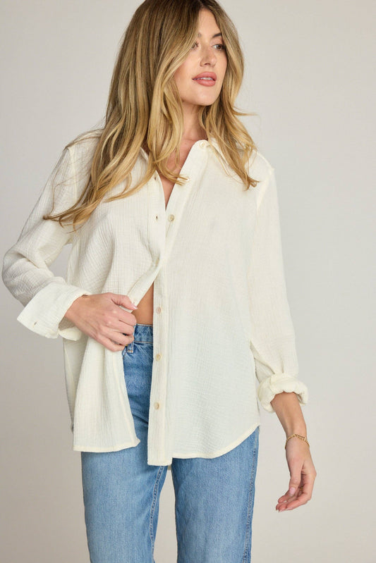 Lucia Button Down Shirt - Ivory