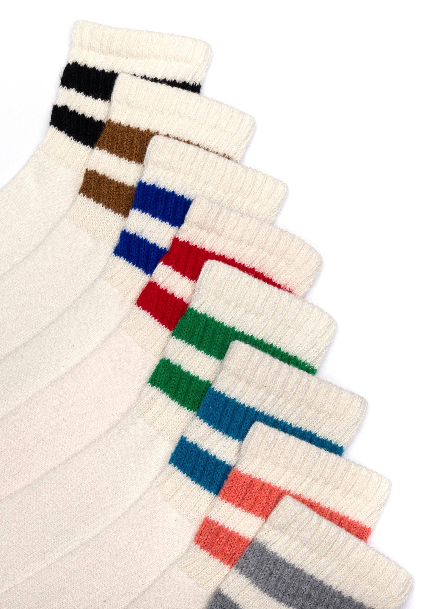 Chaussettes Polar Skate Co. Stripe Blanches Marron Menthe Neuves