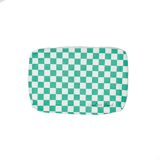 Green Checker Water Resistant Pouch