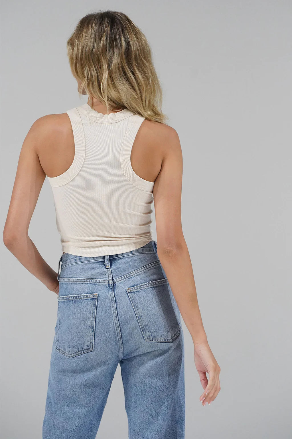 Detra Cropped Tank - Bone