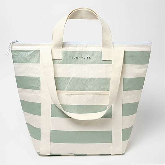 Cooler Tote - La Palma Sage Stripe