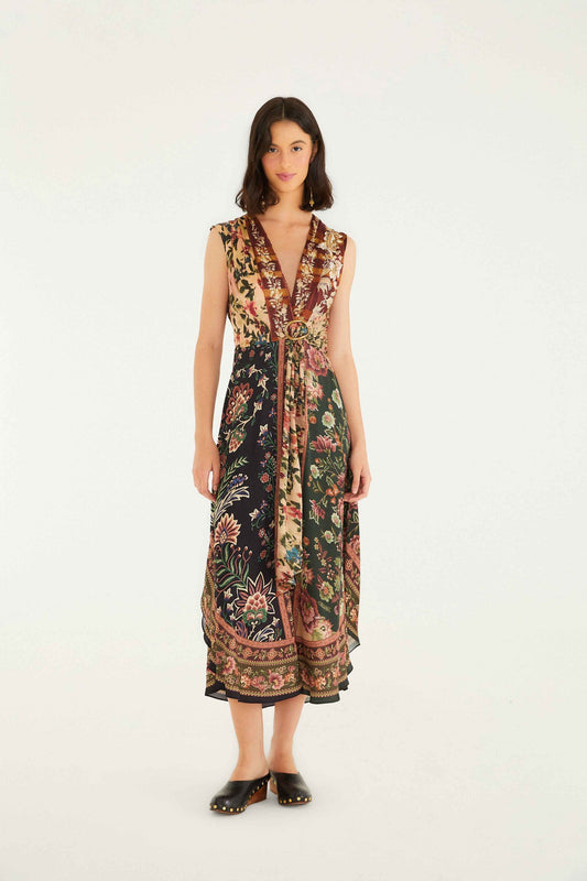 Viscose Sleeveless Maxi Dress - Winter Garden Mix