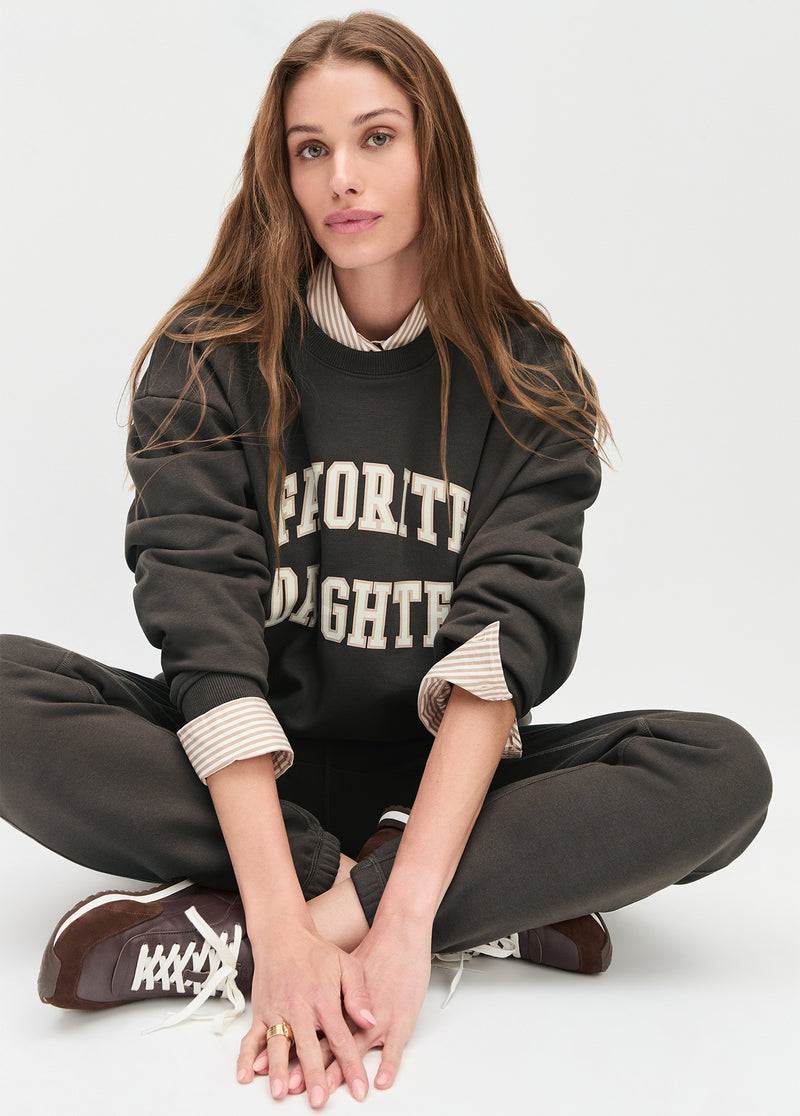 The Favorite Collegiate Sweatshirt - Coffee/Gardenia