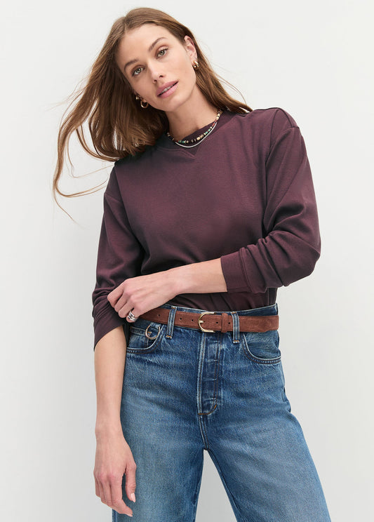 The Everyday Long Sleeve Tee - Burgundy Dahlia