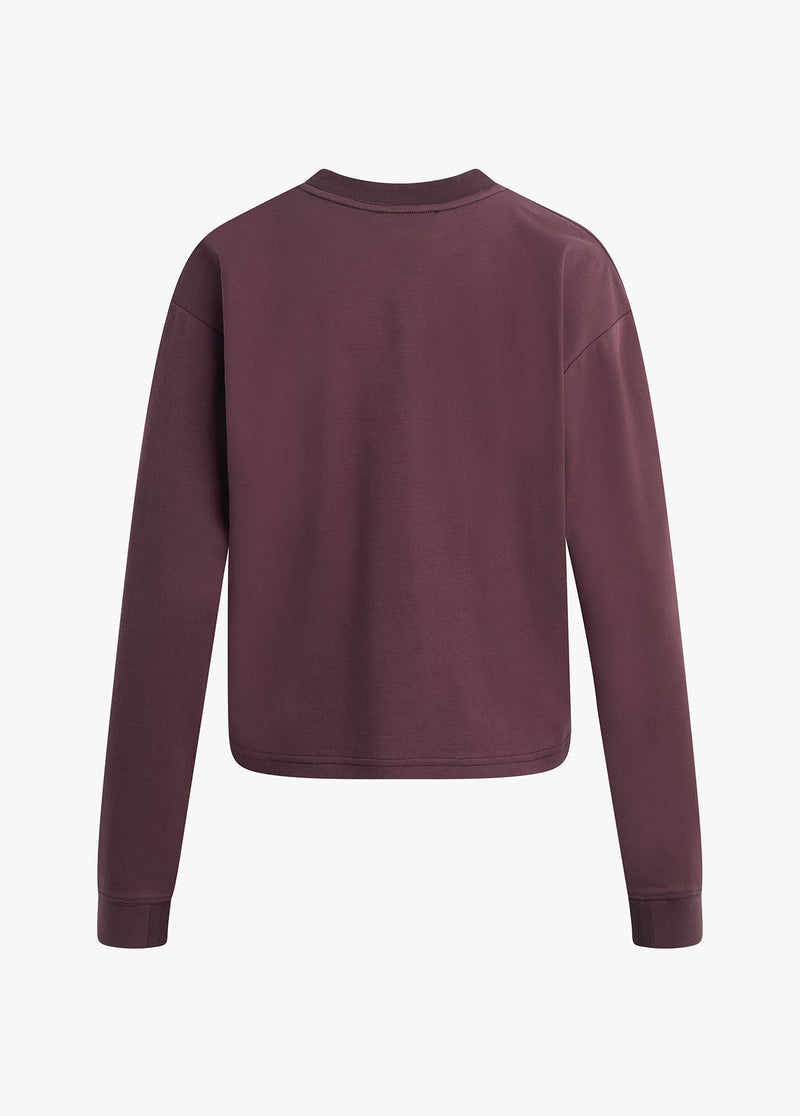 The Everyday Long Sleeve Tee - Burgundy Dahlia