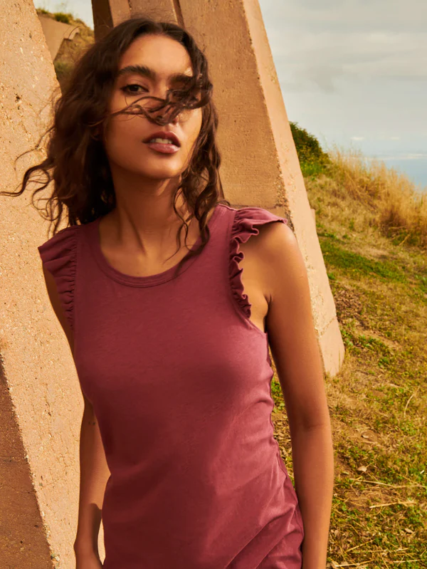 Steffi Ruffled Tank Dress - Prune