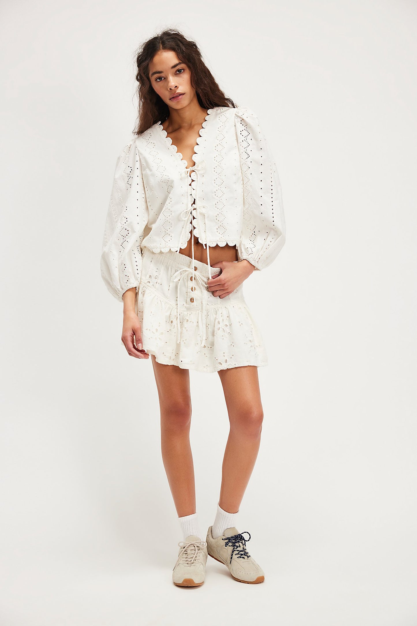 Roselle Eyelet Mini Skirt - Ivory