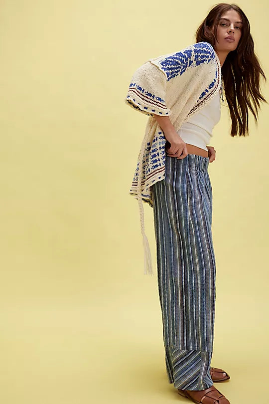 Days End Linen Stripe Pants - Indigo Combo