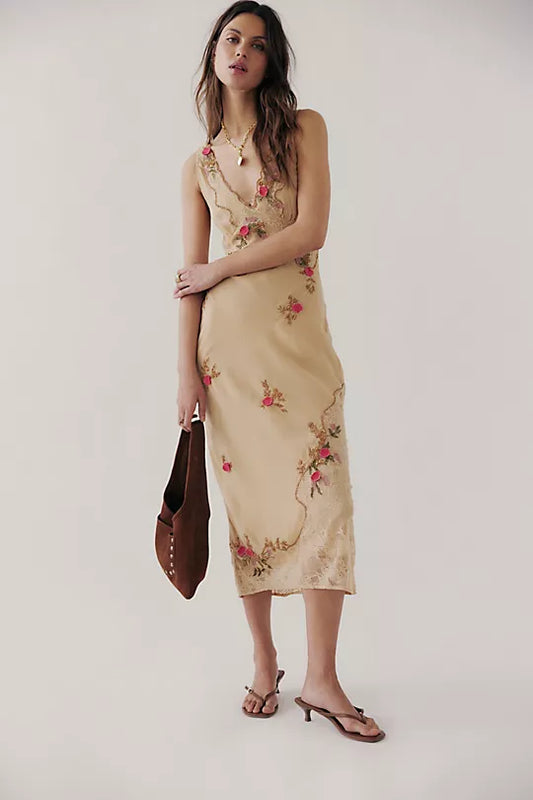 Meet Again Midi Dress - Beige