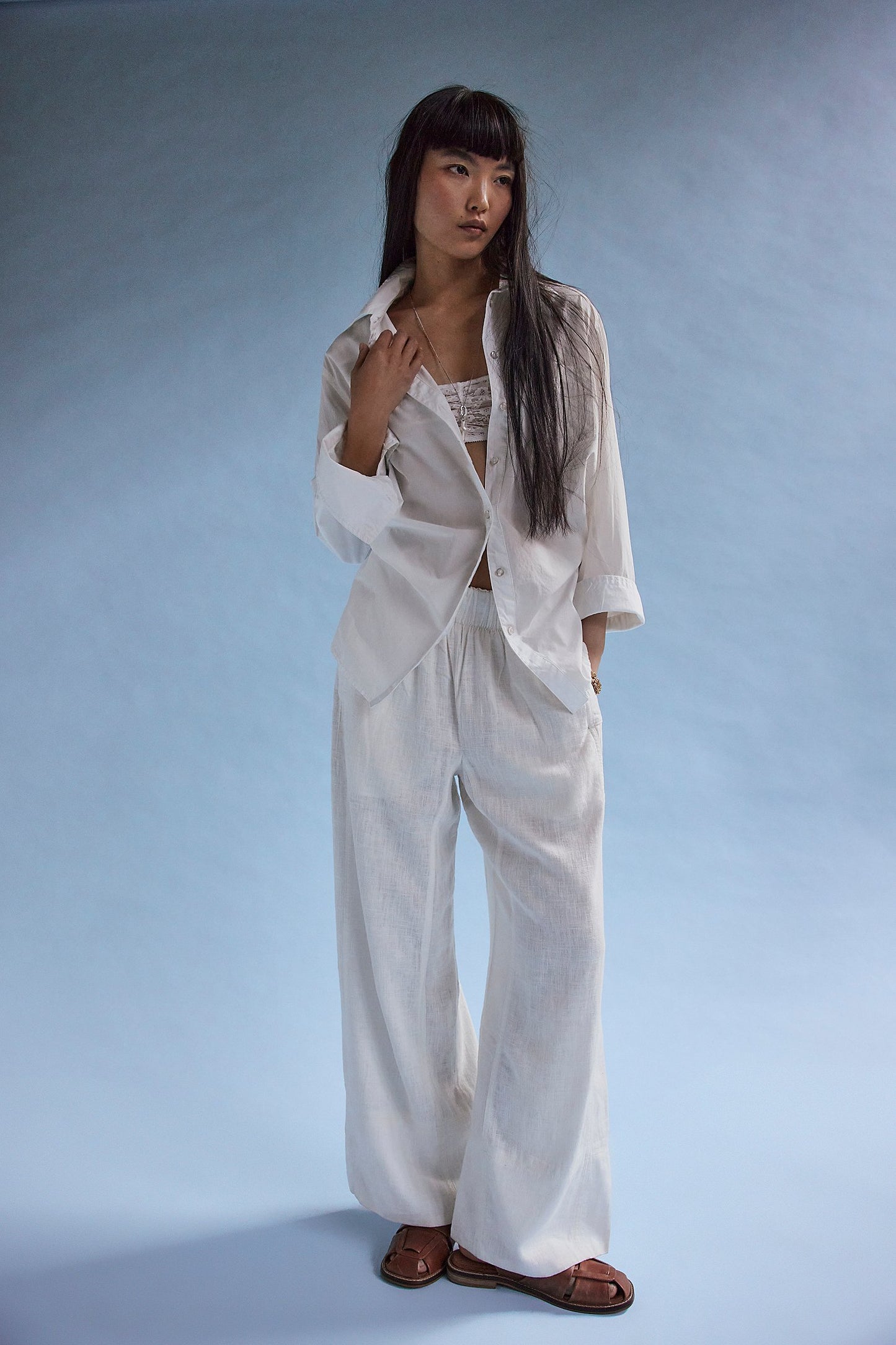 Days End Linen Pull On Pants - Clean Ivory