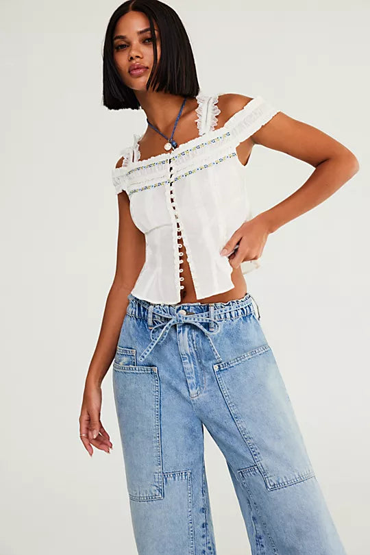 CRVY Outlaw Wide-Leg Jeans - Drizzle