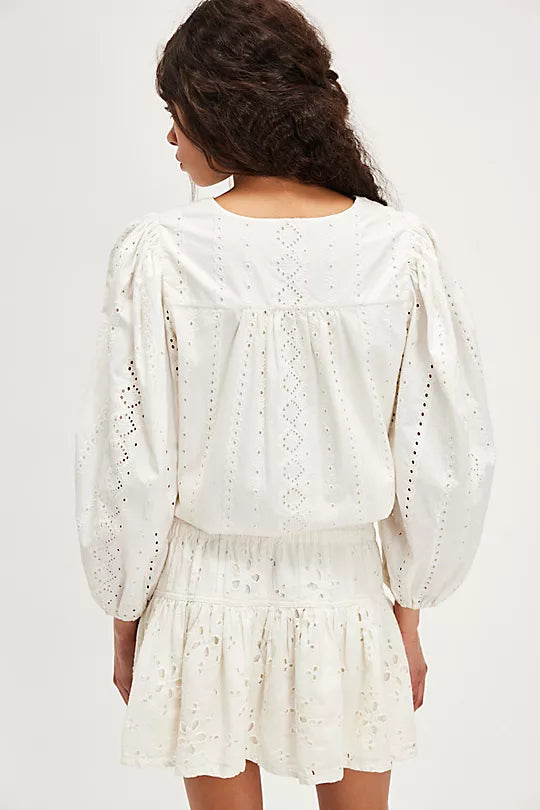 Roselle Eyelet Mini Skirt - Ivory