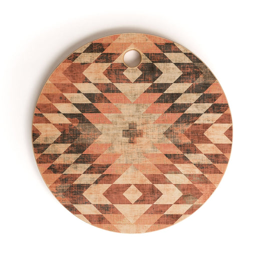 Native Coral Diamond Cutting Board Round