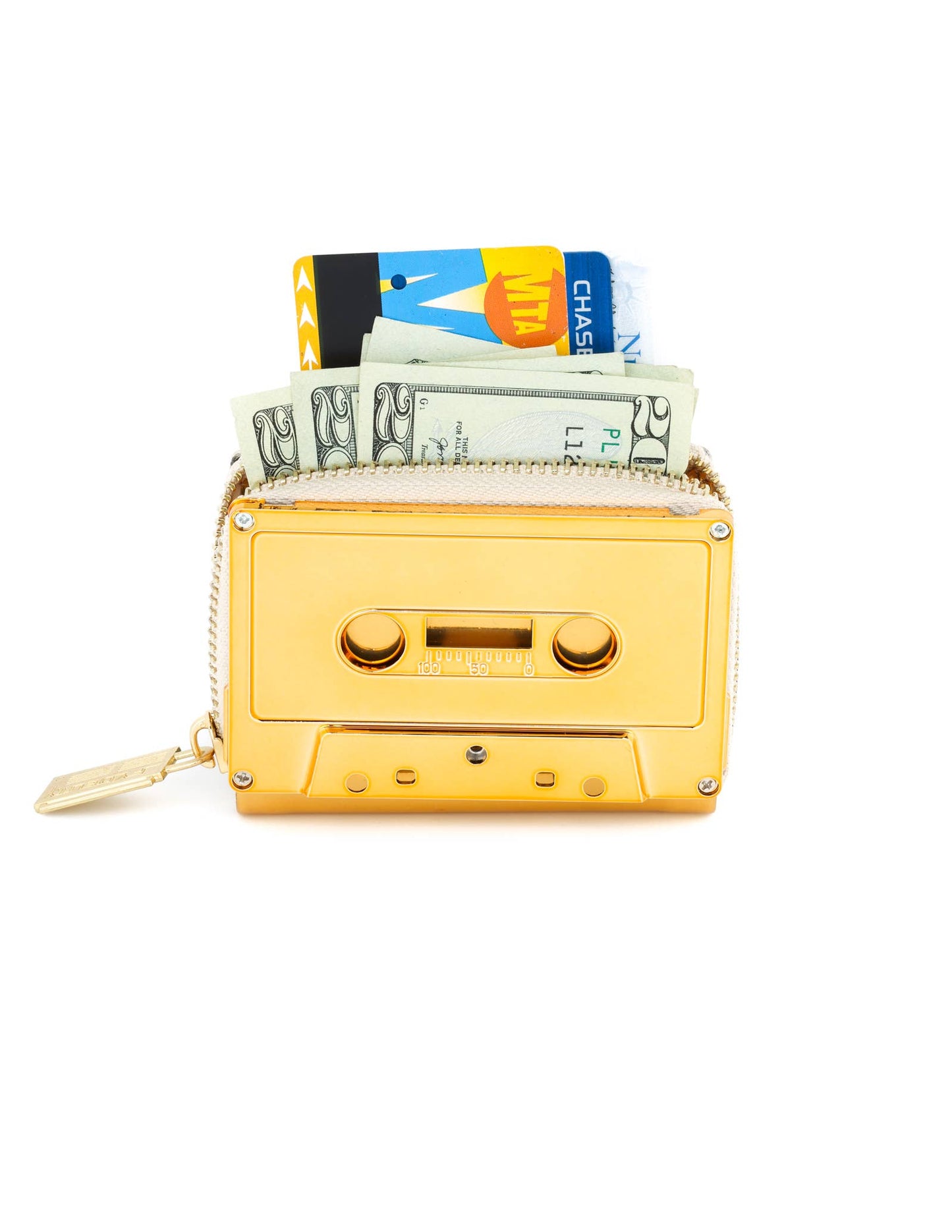 Retro Cassette Tape Wallet - Gold Chrome