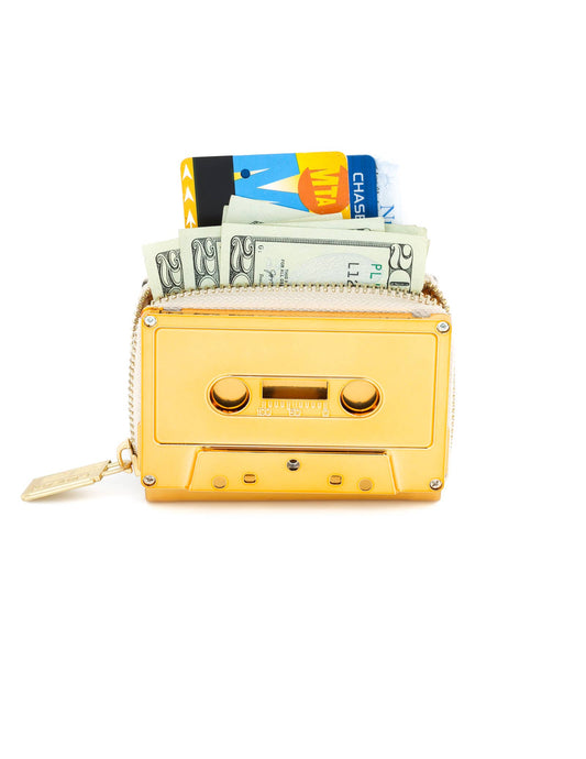 Retro Cassette Tape Wallet - Gold Chrome